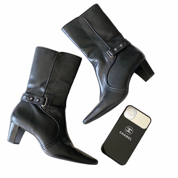 Cole Haan ✦ Buckled Moto Heeled Engineer Boots ✦ Black Leather ✦ Size 7 ✦ - Picture 6 of 12